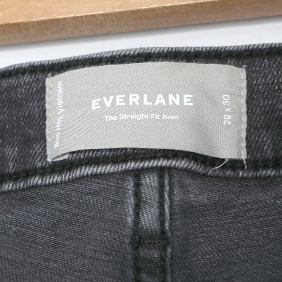 Everlane Straight Jeans Stretch Mid Rise Slim Grey Faded Black Casual Classic 29 - Picture 5 of 8